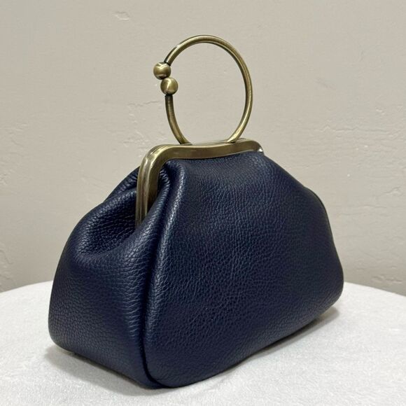 Unique Style Handmade Genuine Pebble Leather Top Handle Kiss-lock Bag/Crossbody - Picture 9 of 14